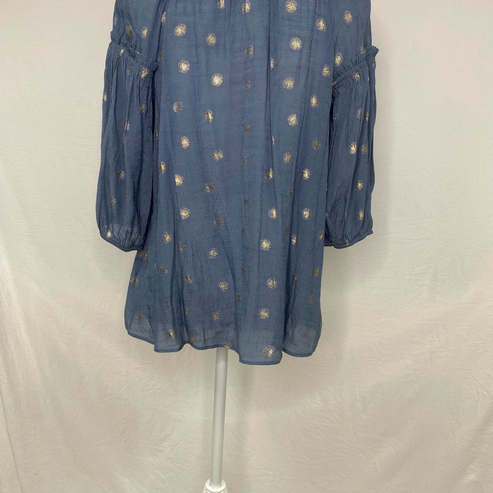NWT CATO,  blouse  small  blue with Gold, - Picture 2 of 5